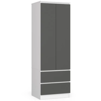 Kleiderschrank mit Schubladen 60 cm WREN - weiß/grau