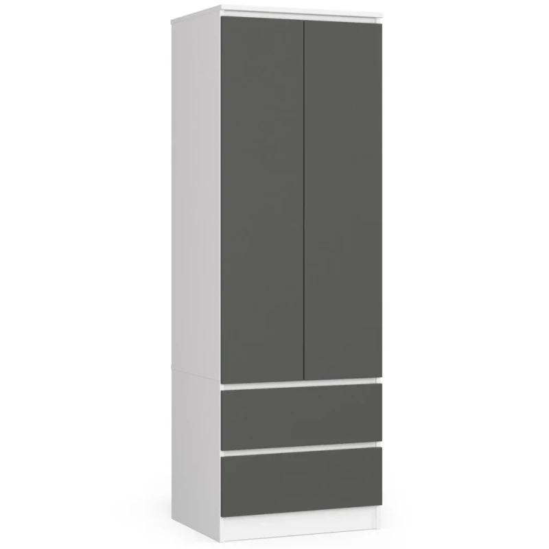Kleiderschrank mit Schubladen 60 cm WREN - weiß/grau