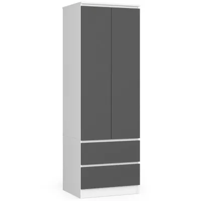 Kleiderschrank mit Schubladen 60 cm WREN - weiß/grau