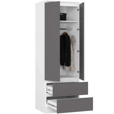 Kleiderschrank mit Schubladen 60 cm WREN - weiß/grau