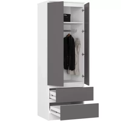 Kleiderschrank mit Schubladen 60 cm WREN - weiß/grau