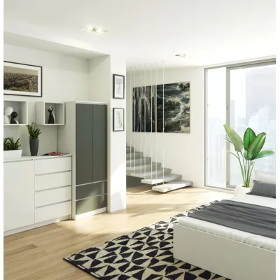 Kleiderschrank mit Schubladen 60 cm WREN - weiß/grau