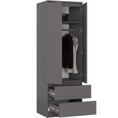 Kleiderschrank mit Schubladen 60 cm WREN - grau