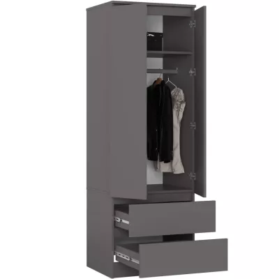 Kleiderschrank mit Schubladen 60 cm WREN - grau