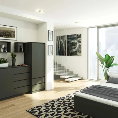 Kleiderschrank mit Schubladen 60 cm WREN - grau