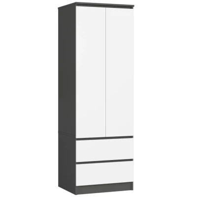 Kleiderschrank mit Schubladen 60 cm WREN - grau/weiß