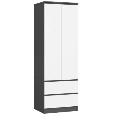 Kleiderschrank mit Schubladen 60 cm WREN - grau/weiß
