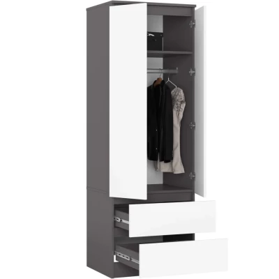 Kleiderschrank mit Schubladen 60 cm WREN - grau/weiß