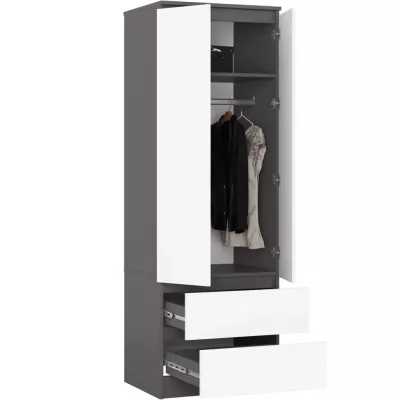 Kleiderschrank mit Schubladen 60 cm WREN - grau/weiß