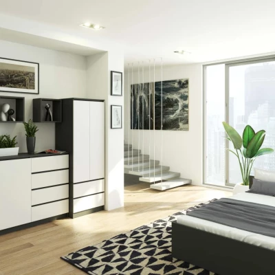 Kleiderschrank mit Schubladen 60 cm WREN - grau/weiß