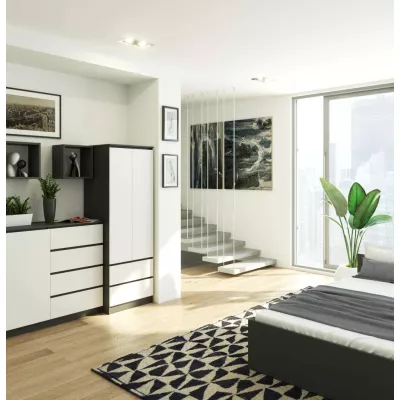 Kleiderschrank mit Schubladen 60 cm WREN - grau/weiß
