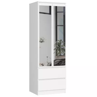 Kleiderschrank mit Schubladen und Spiegeln, 60 cm, WREN – weiß