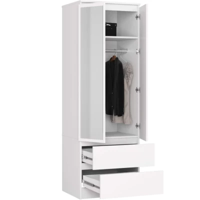 Kleiderschrank mit Schubladen und Spiegeln, 60 cm, WREN – weiß