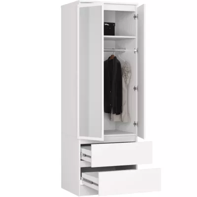 Kleiderschrank mit Schubladen und Spiegeln, 60 cm, WREN – weiß