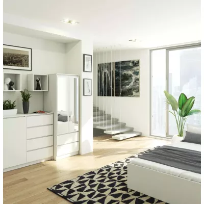 Kleiderschrank mit Schubladen und Spiegeln, 60 cm, WREN – weiß