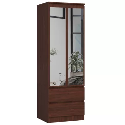 Kleiderschrank mit Schubladen und Spiegeln, 60 cm, WREN - Wenge
