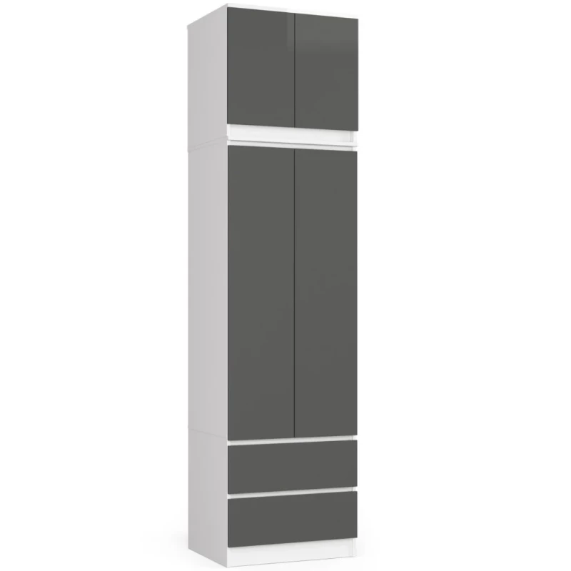 Kleiderschrank mit 60 cm Auszug WREN – weiß/grau