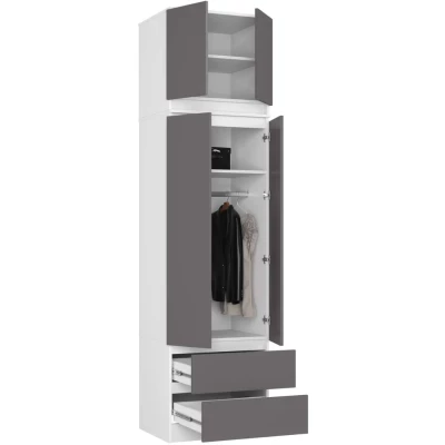 Kleiderschrank mit 60 cm Auszug WREN – weiß/grau