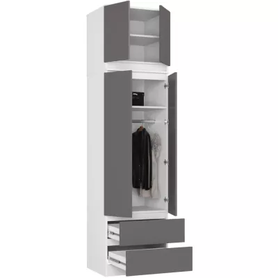Kleiderschrank mit 60 cm Auszug WREN – weiß/grau