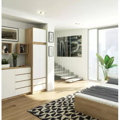 Kleiderschrank mit 60 cm Auszug WREN – Sonoma Eiche / Weiß
