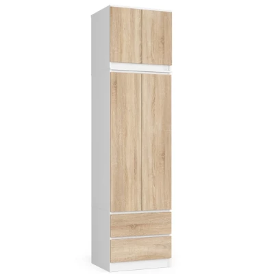 Kleiderschrank mit 60 cm Auszug WREN – weiß/sonoma Eiche