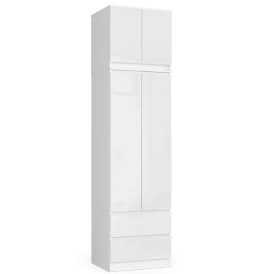 Kleiderschrank mit 60 cm Auszug WREN – weiß / weiß glänzend