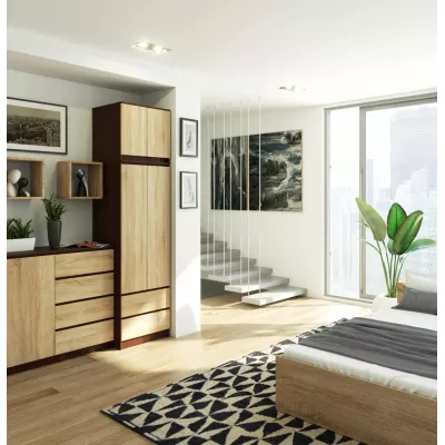 Kleiderschrank mit 60 cm Auszug WREN – Wenge/Sonoma Eiche
