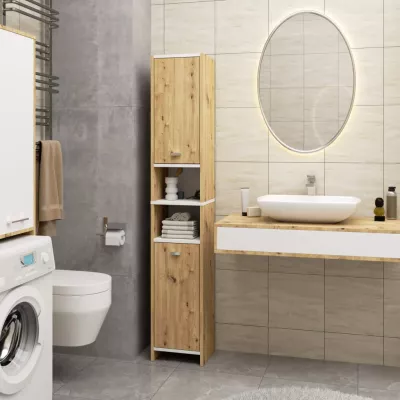 Badezimmerschrank SERAEL – Artisan Eiche / Weiß