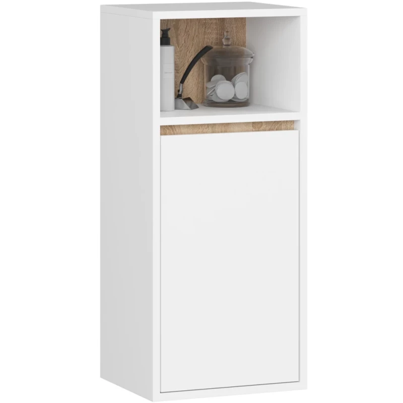 MARLION Wand-Badezimmerschrank – Weiß / Sonoma Eiche