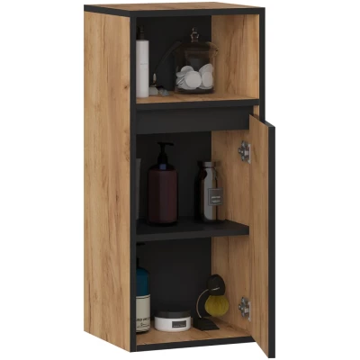 MARLION Wand-Badezimmerschrank – Craft Eiche / Schwarz