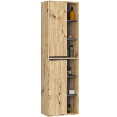 Hängender Badezimmerschrank MARLION – Artisan Eiche / Grau