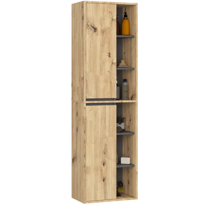 Hängender Badezimmerschrank MARLION – Artisan Eiche / Grau