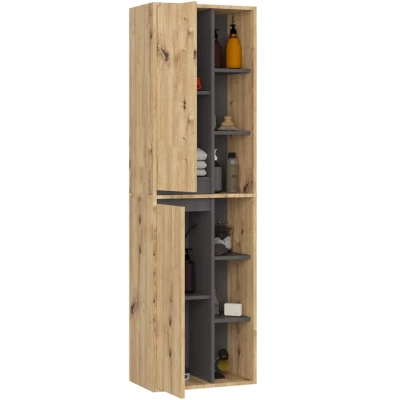 Hängender Badezimmerschrank MARLION – Artisan Eiche / Grau
