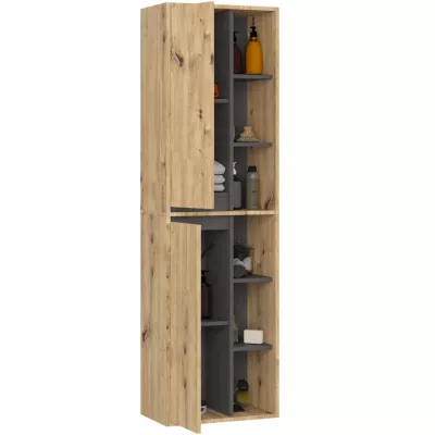 Hängender Badezimmerschrank MARLION – Artisan Eiche / Grau