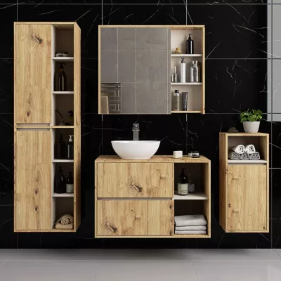 Wandhängender Badezimmerschrank MARLION - Artisan Eiche / Kaschmir