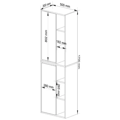 Wandhängender Badezimmerschrank MARLION – Craft Eiche / Schwarz