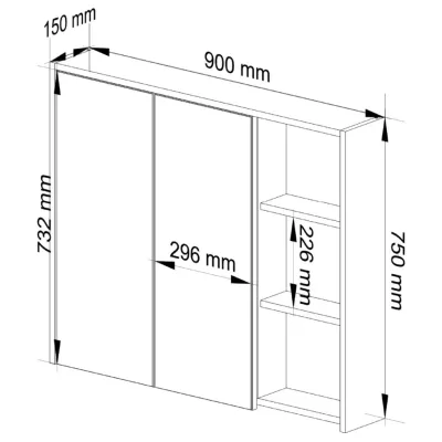 MARLION Spiegelschrank für Badezimmer – Artisan Eiche / Grau