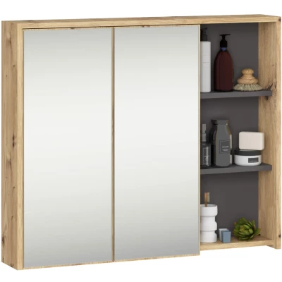 MARLION Spiegelschrank für Badezimmer – Artisan Eiche / Grau