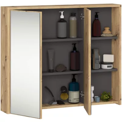 MARLION Spiegelschrank für Badezimmer – Artisan Eiche / Grau