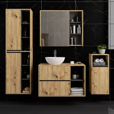 MARLION Spiegelschrank für Badezimmer – Artisan Eiche / Grau