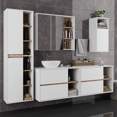 Badezimmerschrank unter dem Waschbecken MARLION - weiß / Sonoma Eiche