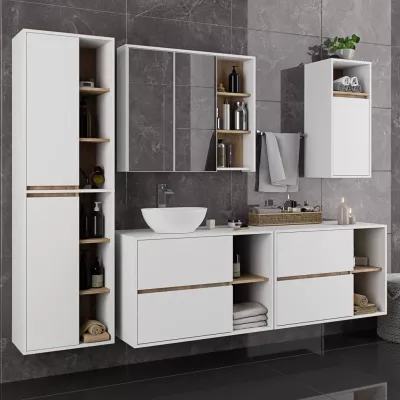 Badezimmerschrank unter dem Waschbecken MARLION - weiß / Sonoma Eiche