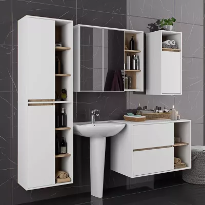 Badezimmerschrank unter dem Waschbecken MARLION - weiß / Sonoma Eiche