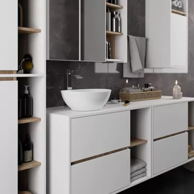 Badezimmerschrank unter dem Waschbecken MARLION - weiß / Sonoma Eiche