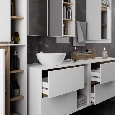 Badezimmerschrank unter dem Waschbecken MARLION - weiß / Sonoma Eiche
