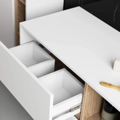 Badezimmerschrank unter dem Waschbecken MARLION - weiß / Sonoma Eiche