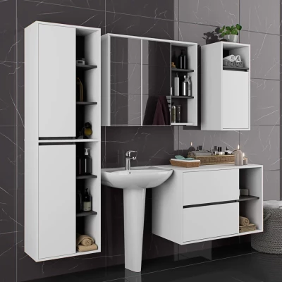 Badezimmerschrank unter dem Waschbecken MARLION - weiß/grau