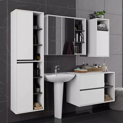 Badezimmerschrank unter dem Waschbecken MARLION - weiß/grau