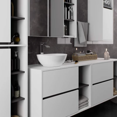Badezimmerschrank unter dem Waschbecken MARLION - weiß/grau