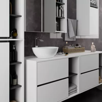 Badezimmerschrank unter dem Waschbecken MARLION - weiß/grau